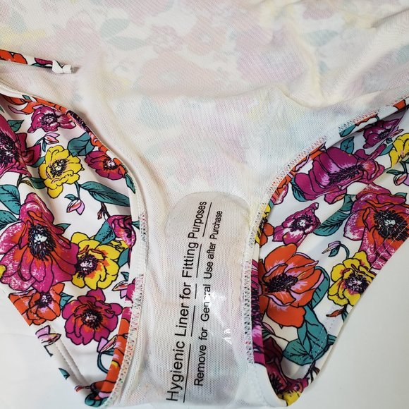 Jones New York Pink Floral 2 Piece Swimsuit Bathing Suit L M Halter High Waist - Picture 9 of 11